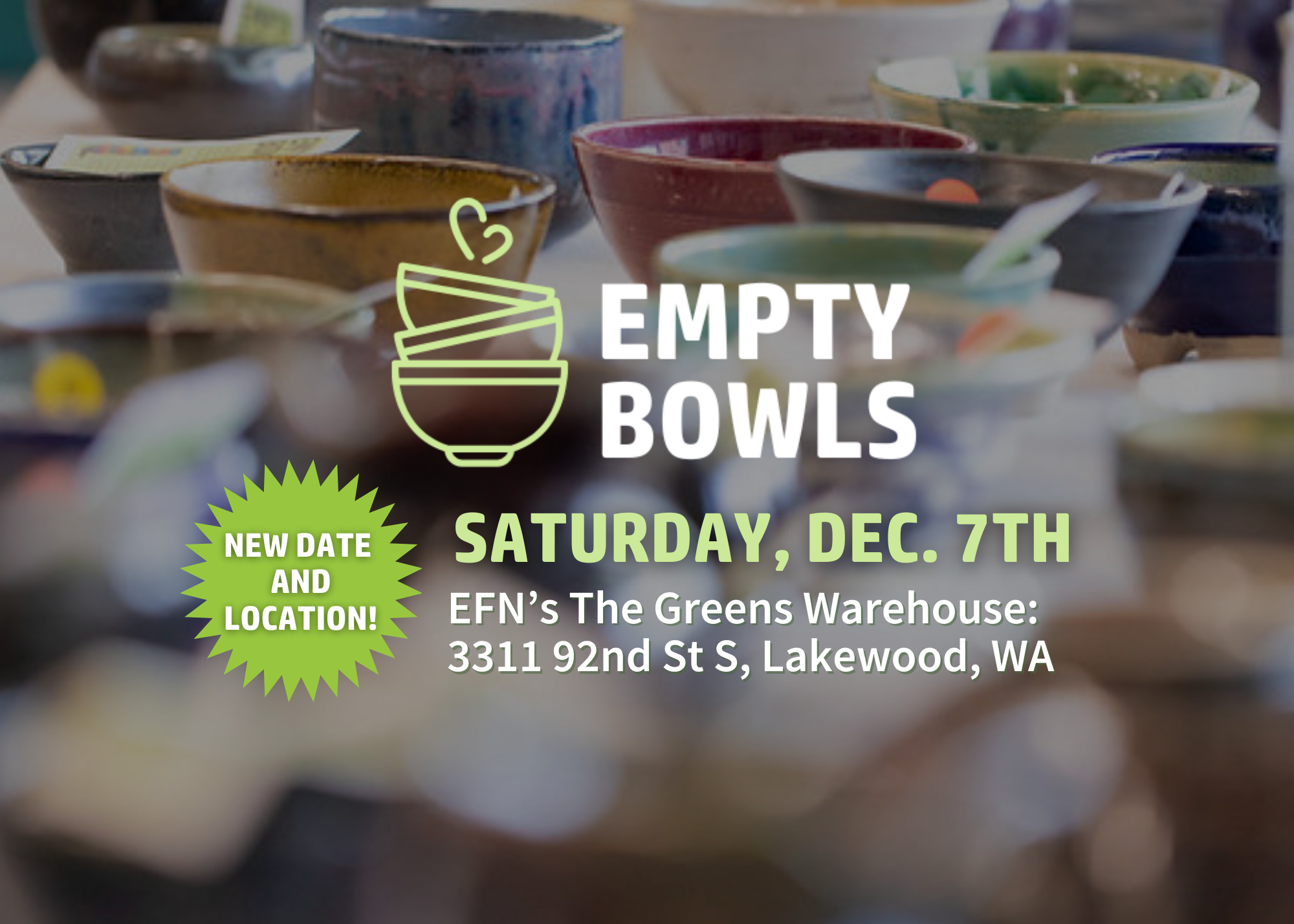 A flyer promoting Empty Bowls on December 7th.